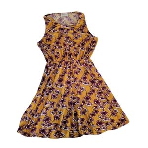 French Grey Yellow and Purple Floral Dress